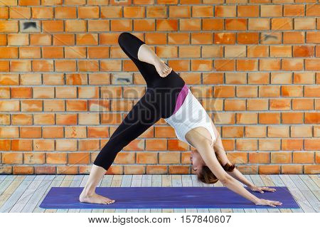 practicing yoga. Freedom concept. Calmness and relax woman happiness.