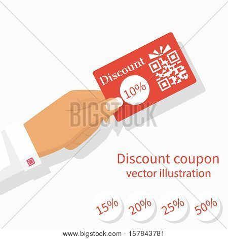Woman Hold Discount Coupon In Hand.