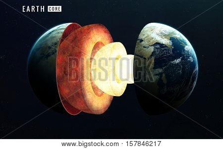 Earth inner structure. Elements of this image furnished by NASA