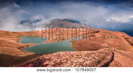 Colorful Autumn Morning On The Lake Koruldi