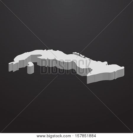 Cuba map in gray on a black background 3d