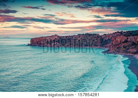 Dramatic Spring Sunset On The Beach Torre Conca