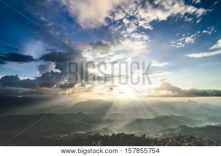 image of Landscape Sunlight on mountaion with cloud