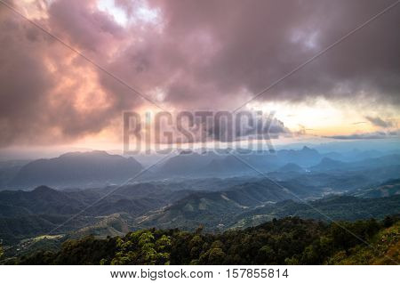 image of Landscape Sunlight on mountaion with cloud