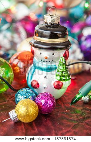 Colorful ornaments and lights for the christmas tree