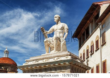 The Statue Of Giovanni Dalle Bande Nere In Florence, Italy