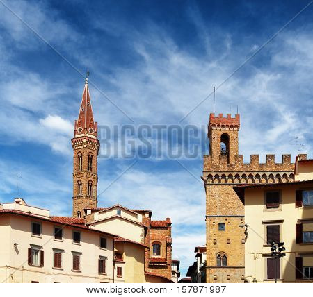 Bell Tower Of The Badia Fiorentina And The Volognana Tower