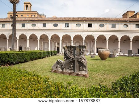 ROME, ITALY - JUNE 12, 2015: The baths of Diocletian (Thermae Diocletiani) in Rome. Italy
