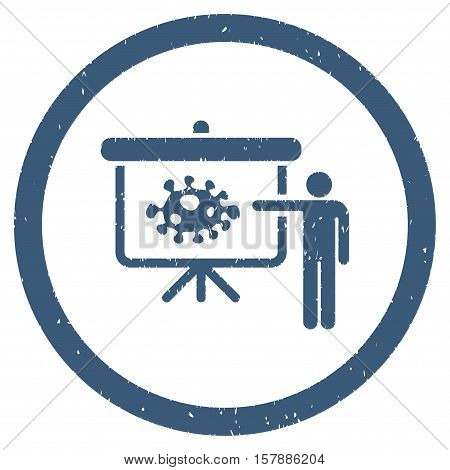 Bacteria Lecture grainy textured icon inside circle for overlay watermark stamps. Flat symbol with dirty texture.