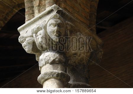 sculptures in the Cloister Church of Jacobins in Toulouse France
