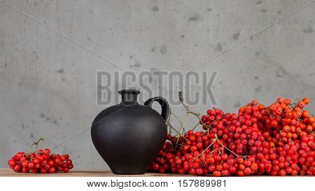 Beautiful red berries of rowan for interior decoration.