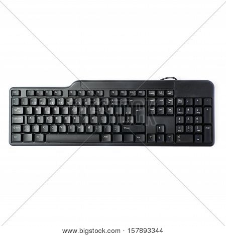 Black computer querty keyboard isolated over white background