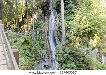 Water torrents through Stanghe, a crevice in Racines near Bolzano in northern Italy