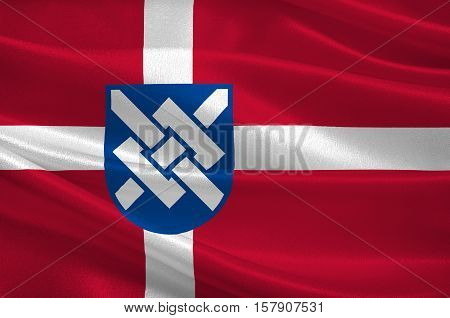 Flag of Greve is a municipality in Denmark in Region Sjælland on the island of Zealand. 3d illustration