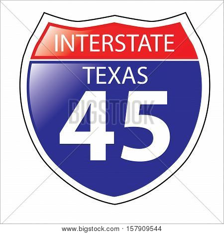 Layered artwork of Texas I-45 Interstate Sign