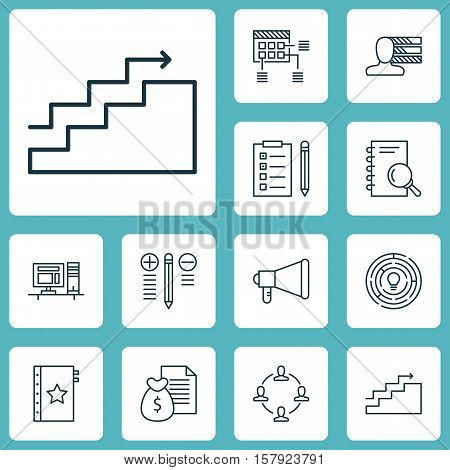 Set Of Project Management Icons On Warranty, Personal Skills And Collaboration Topics. Editable Vect