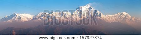 Morning panoramic view of Mount Dhaulagiri from Poon Hill view point Nepa
