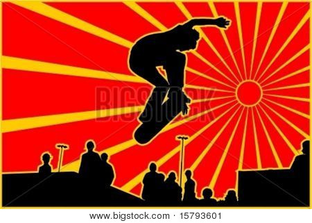 Прыжки скейтбордист векторные иллюстрации