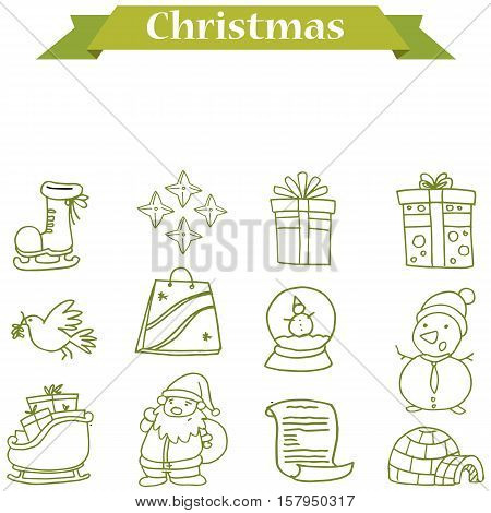 Christmas icons set vector illustration collection stock