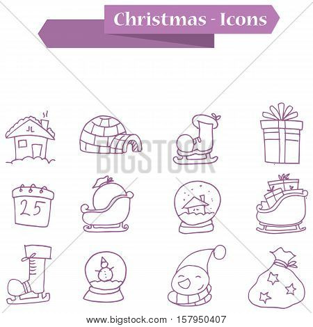 Element Christmas icons set vector collection stock