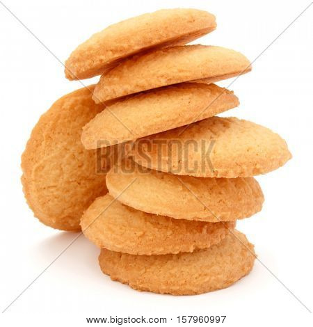 stacked short pastry cookies isolated on white background