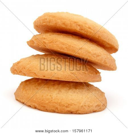 stacked short pastry cookies isolated on white background