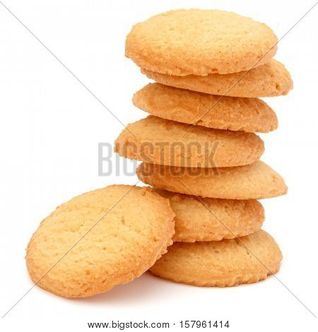 stacked short pastry cookies isolated on white background