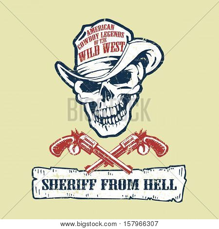 Vintage Skull Label Design. Easy to manipulate, re-size or colorize.