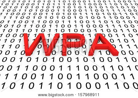 WPA in the form of binary code, 3D illustration