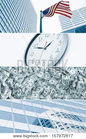 business theme photo collage composed of few images