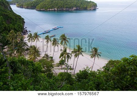 The view from the mountains to the beach and the blue sea