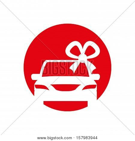 silhouette car gift with bow iicon red circle vector illustration eps 10