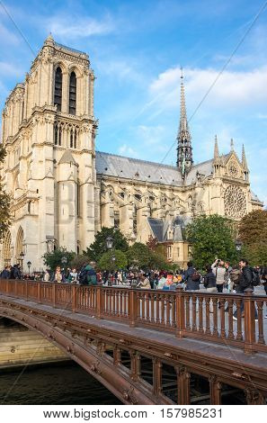 PARIS FRANCE - OCTOBER 11 2015: Notre-Dame de Paris (French for 