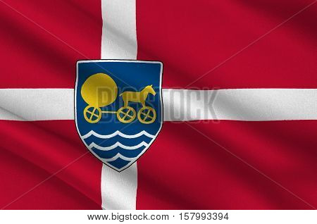 Flag of Odsherred is a municipality in Denmark in Zealand Region. 3d illustration