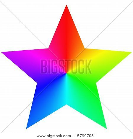 Isolated gradient rainbow pentagram star design template