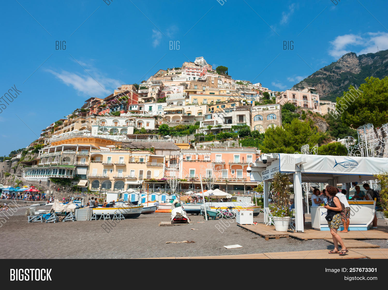 Positano Italy Image Photo Free Trial Stock Positano Italy August 2 2018 People At Beach In Amalfi
