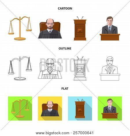 Vector Illustration Of Law And Lawyer Symbol. Collection Of Law And Justice Stock Vector Illustratio