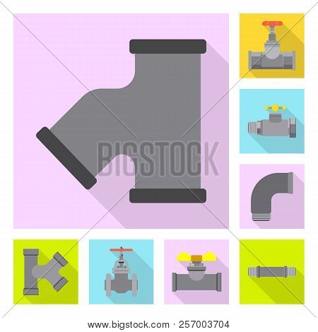 Vector Illustration Of Pipe And Tube Sign. Set Of Pipe And Pipeline Vector Icon For Stock.