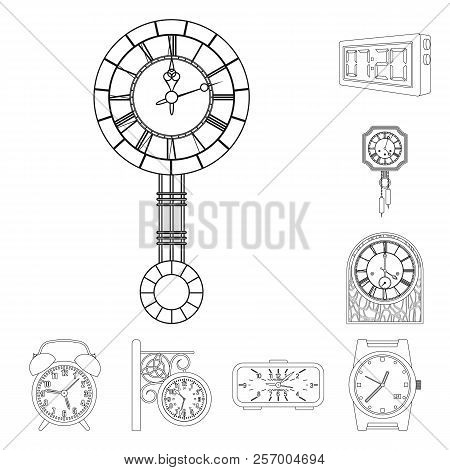 Vector Design Of Clock And Time Sign. Collection Of Clock And Circle Vector Icon For Stock.