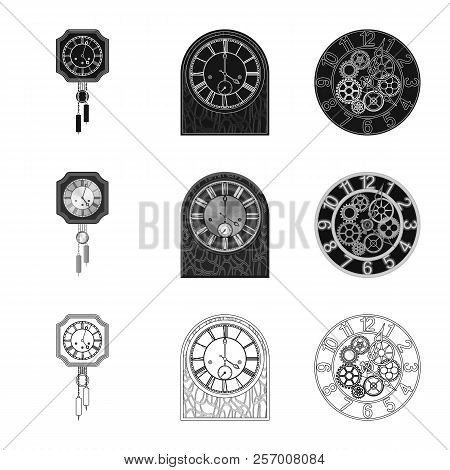 Vector Illustration Of Clock And Time Sign. Collection Of Clock And Circle Stock Vector Illustration