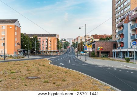 Frankfurt Oder, Germany - August 19, 2018: Street In Frankfurt (oder) In The Early Morning.