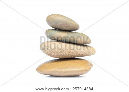 Balance Zen Pebble Stones Isolated Onwhite Background, Spa Ideas Concept