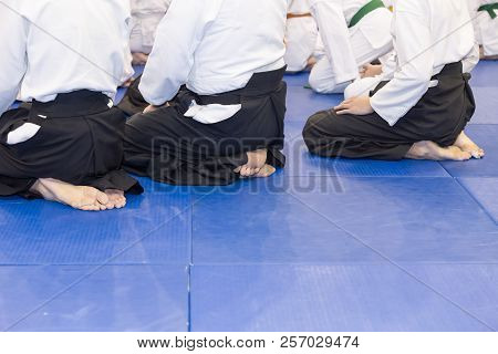 People In Kimono And Hakama On Martial Arts Training
