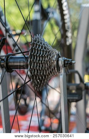 Closeup Rear Cassette Of The Road Bike