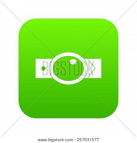 Belt With Oval Shaped Buckle Icon Digital Green For Any Design Isolated On White Illustration
