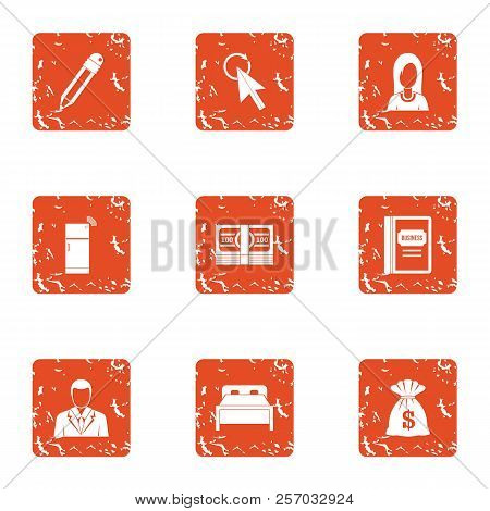 Monetary Intervention Icons Set. Grunge Set Of 9 Monetary Intervention Icons For Web Isolated On Whi
