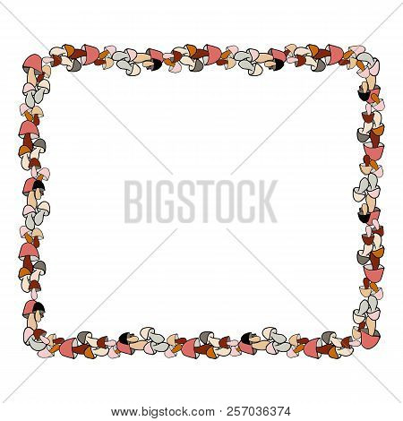 Mushrooms Harverst Rectangular Wreath Vector Isolated