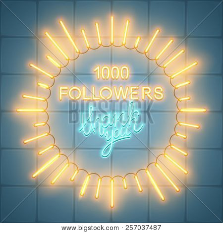 1000 Followers, Social Media Banner, Congratulation, Celebration, Vector Illustration