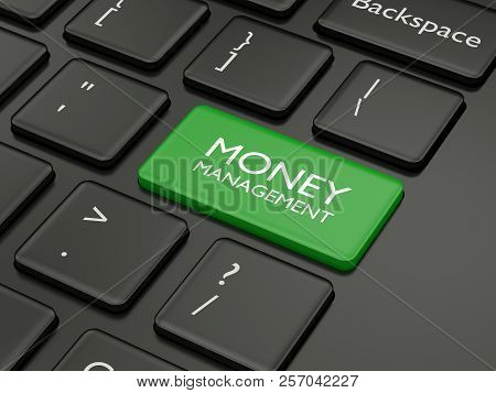 3D Render Of Computer Keyboard With Money Management Button