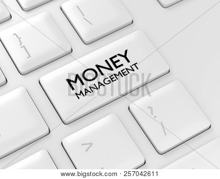 3D Render Of Computer Keyboard With Money Management Button